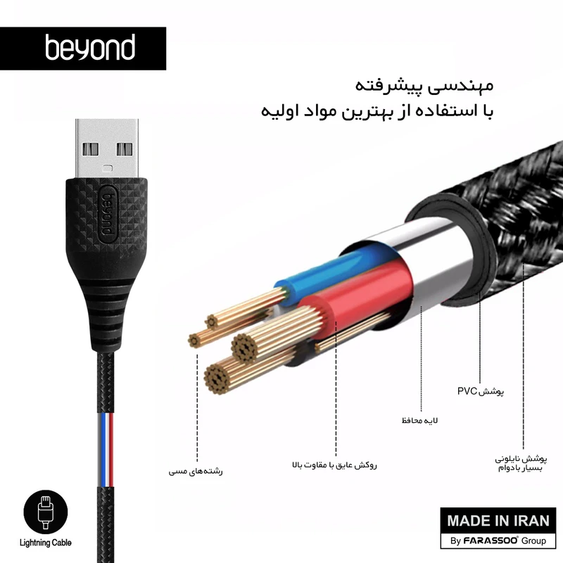 کابل تبدیل USB به لایتنینگ بیاند مدل BA-312 طول 1 متر - تصویر 3